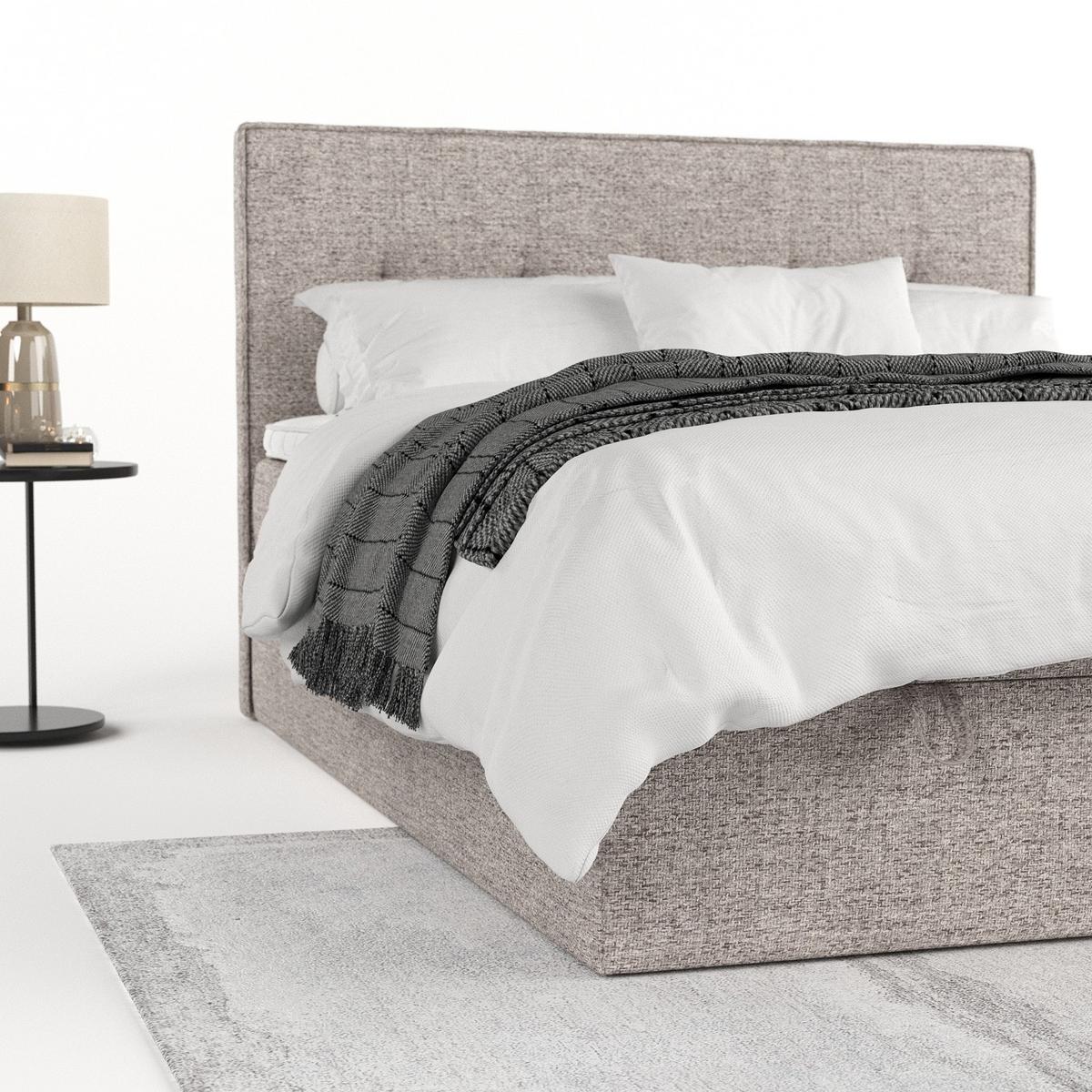 BOXBETT Tivra 160/200 cm Beige im Neve Stoff - Beige/Schwarz, Holz/Holzwerkstoff (160/200cm) - AltaBeds