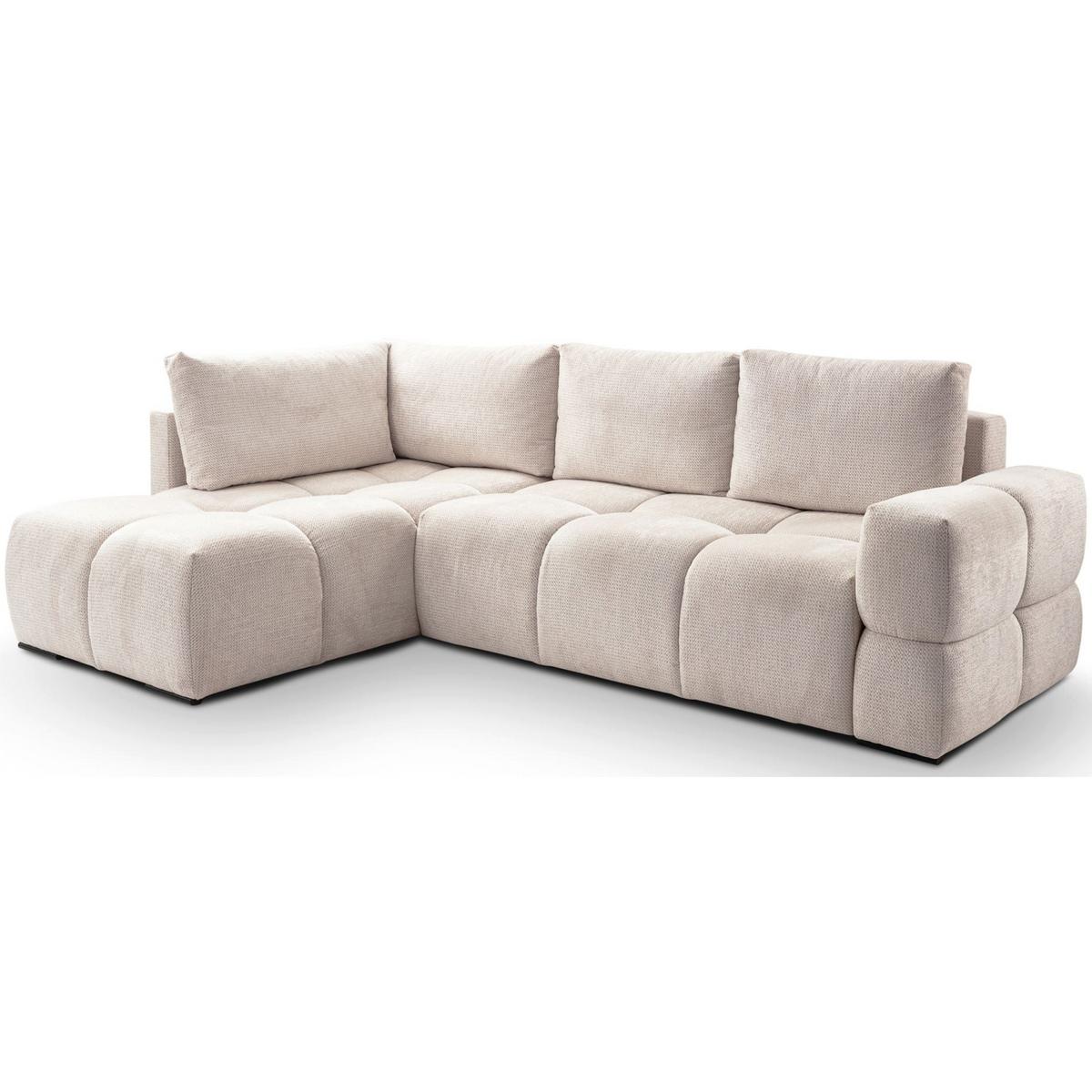 ECKSOFA Taremi mit Chenillebezug Hellbeige, beidseitig - Ecru/Schwarz, Textil (267/185cm) - Selsey