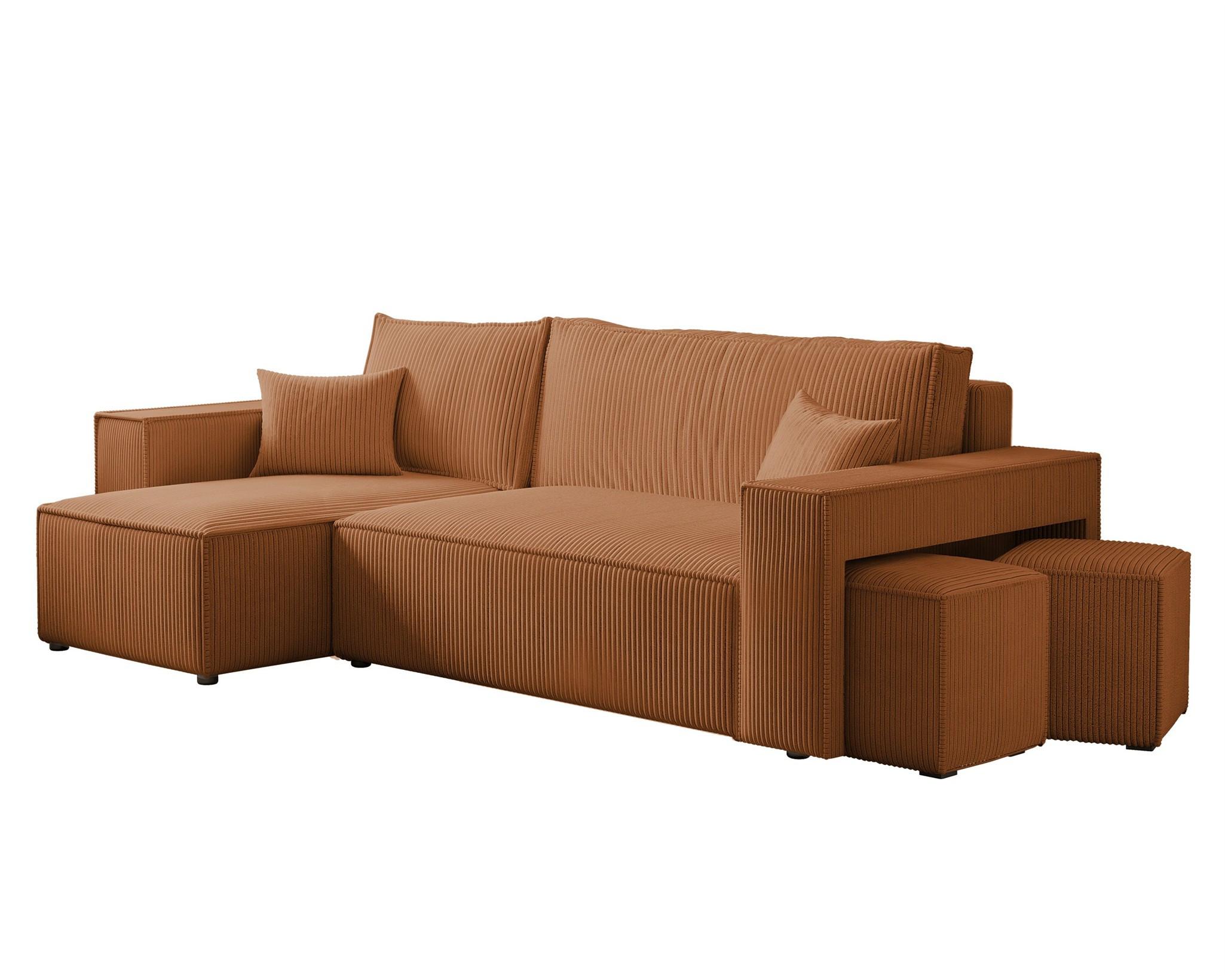 ECKSOFA Adara Inkl. Hocker - Hellbraun, Holzwerkstoff/Textil (262/145cm) - Fun Möbel