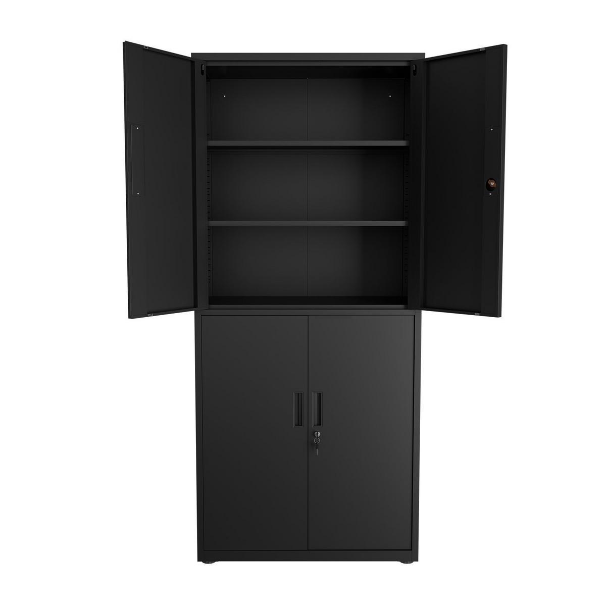 METALLSCHRANK 180/80/40 cm schwarz abschließbar - Schwarz, Metall (80/180/40cm) - Juskys