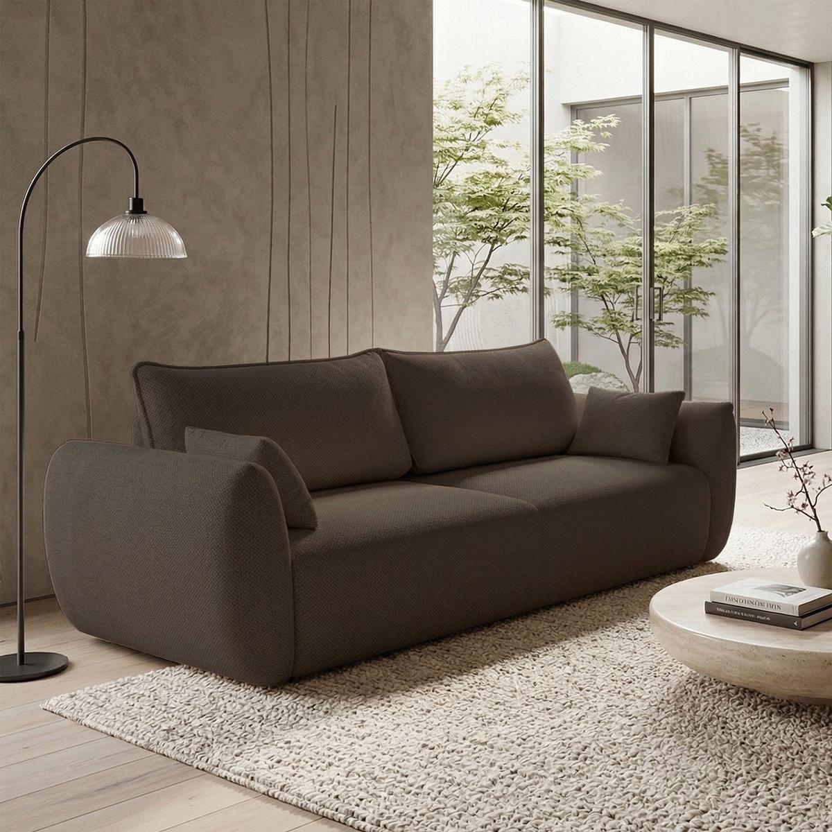 3-SITZER SCHLAFSOFA Zordo Chenille Braun - Schwarz/Braun, Kunststoff/Textil (238/91/102cm) - Selsey