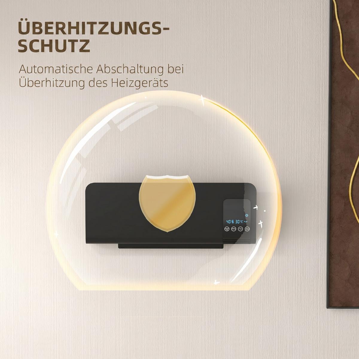 WANDHEIZGERÄT ABS Schwarz - Schwarz, Kunststoff (12/21.5/54.5cm) - HOMCOM