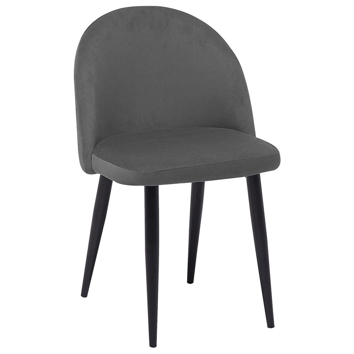 ESSZIMMERSTUHL 2er-Set Samtstoff Grau Visalia - Grau, Textil/Metall (50/81/47cm) - Beliani