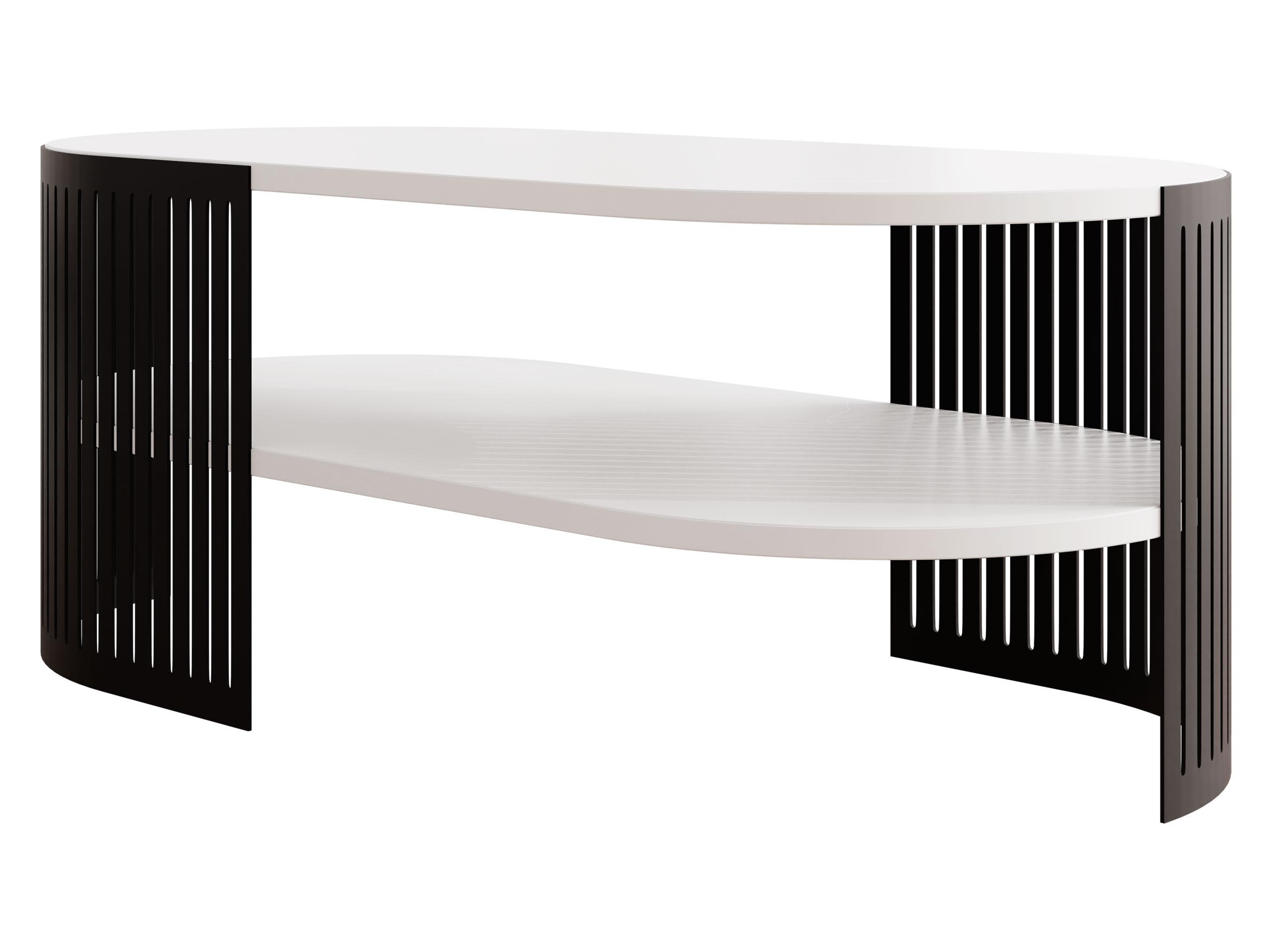 COUCHTISCH Fikoli Oval II - Schwarz/Weiß, Holzwerkstoff/Metall (100/50/40cm) - MIRJAN24