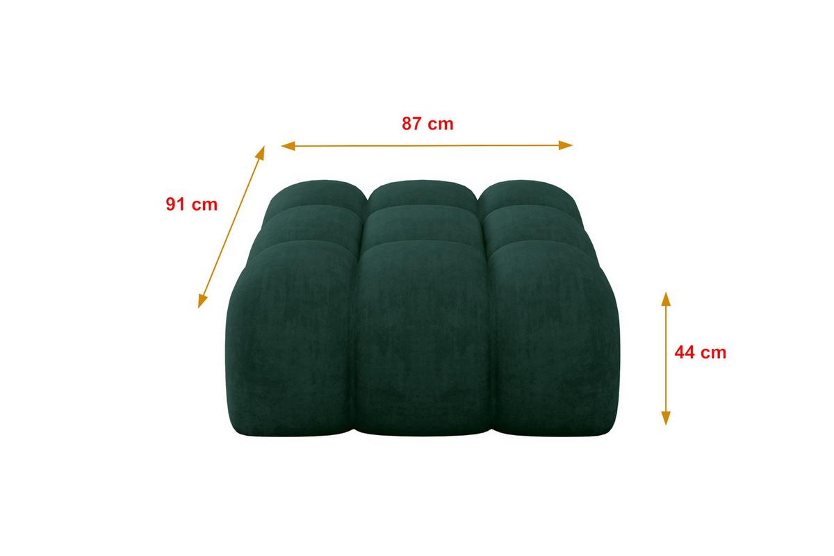 POUF OLEA-PUF 91x87x44 cm Grün Velours Modular Sitzhocker - Dunkelgrün/Schwarz, Holzwerkstoff/Kunststoff (91/44/87cm) - ALTDECOR