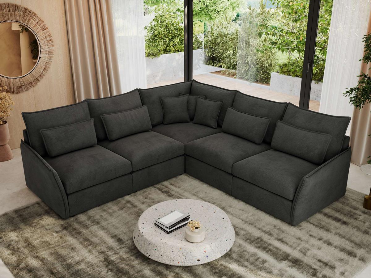 ECKSOFA VERSO L Dunkelgrau Velvet - Dunkelgrau/Schwarz, Kunststoff/Textil (270/270cm) - MKS