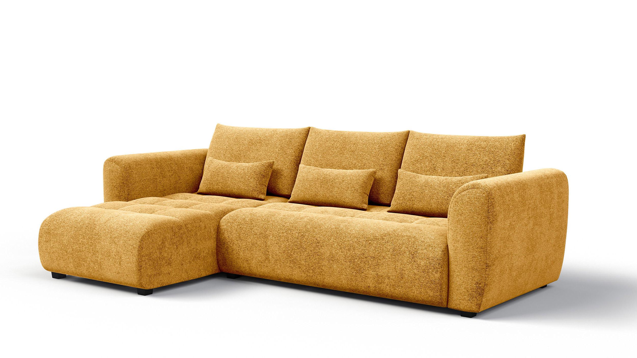 ECKSOFA SORENO 4-Sitzer, gelb - Gelb/Schwarz, Holz/Textil (293/171cm) - Wozimo