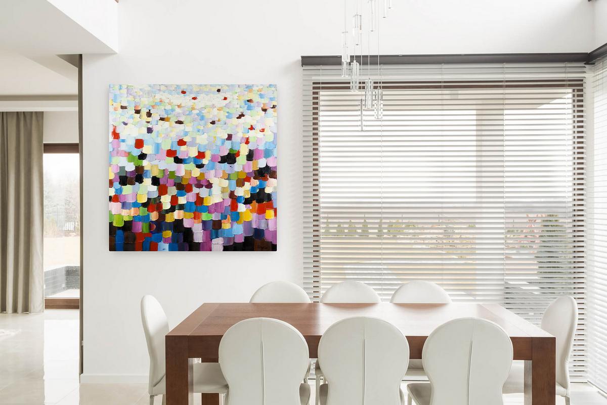ÖLGEMÄLDE 80/80 cm - Blau/Gelb, Holz/Textil (80/80cm) - KUNSTLOFT
