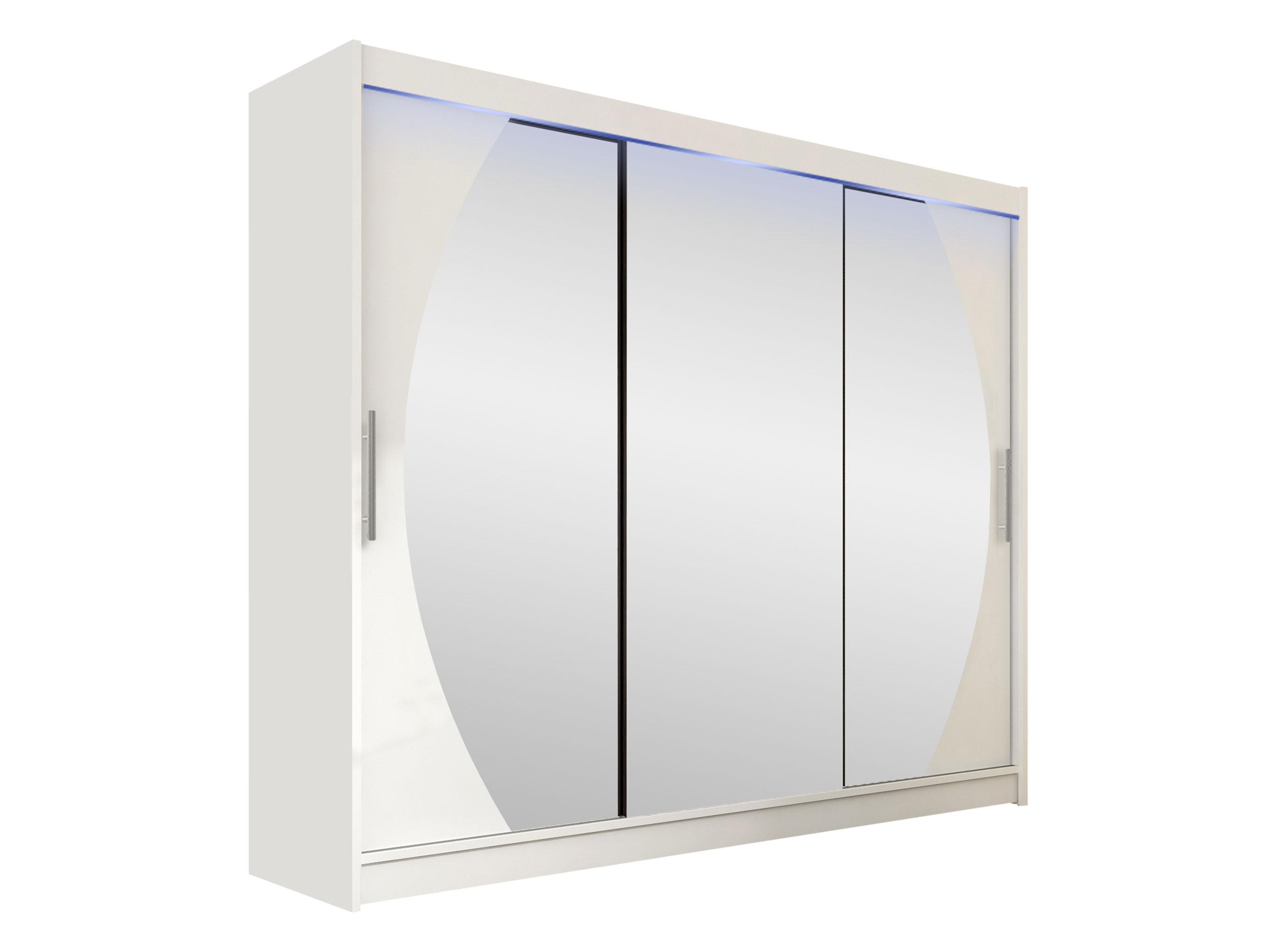 KLEIDERSCHRANK Aston V, mit RGB LED Beleuchtung - Silberfarben/Weiß, Holzwerkstoff/Kunststoff (250/215/58cm) - MIRJAN24