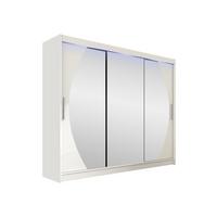 KLEIDERSCHRANK Aston V, mit RGB LED Beleuchtung - Silberfarben/Weiß, Holzwerkstoff/Kunststoff (250/215/58cm) - MIRJAN24