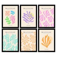 POSTER Set Mit 6 Illustrationen Von Henri Matisse Pastellfarben A3 Schwarzer Rahmen - Schwarz, Papier (29/3cm) - Nacnic