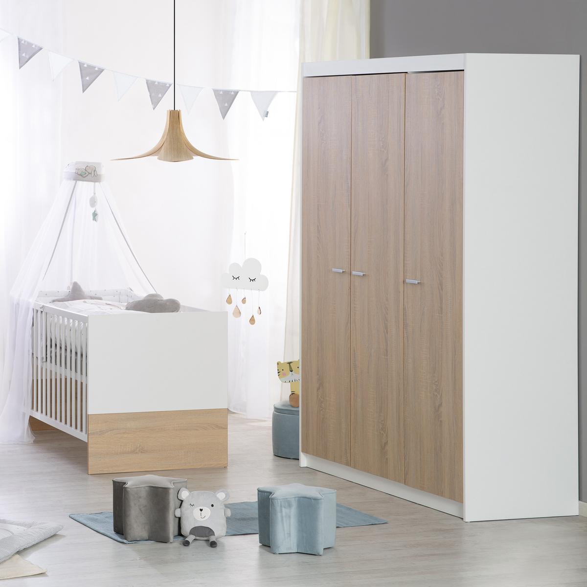 KLEIDERSCHRANK Gabriella - Weiß, Holzwerkstoff/Kunststoff (131/190/52cm) - Roba