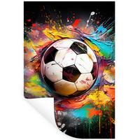 WANDTATTOO Fußball - Farbe - Farben - Schwarz - Weiß Wandbild 40x60 cm - Weiß, Kunststoff (40/60/0.1cm) - MuchoWow