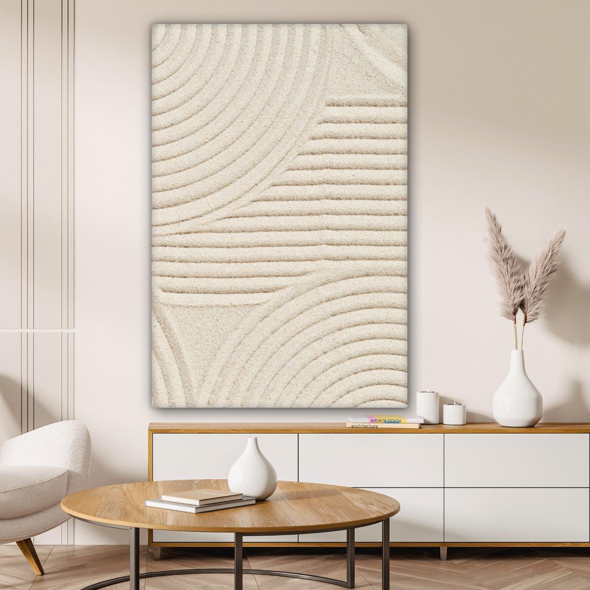 LEINWANDBILD Muster - Abstrakt - Weiß Deko XXL 80x120 cm - Beige, Textil (80/120cm) - MuchoWow