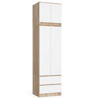 KLEIDERSCHRANK Eiche Sonoma, Weiß 234/60/51 - Weiß, Holzwerkstoff (60/234/51cm) - RAUMHIRSCH FURNITURE