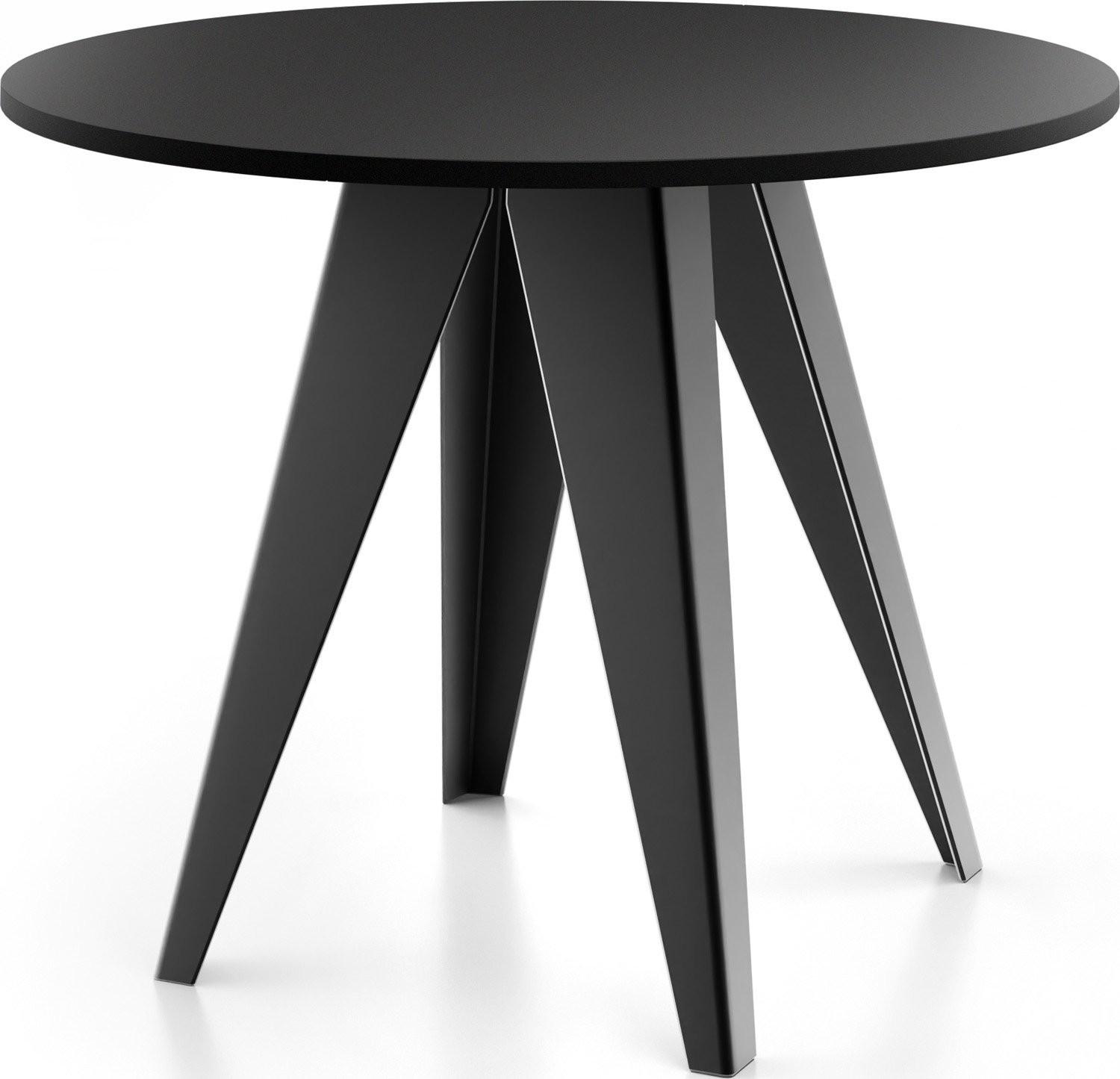 ESSTISCH Glory runder ausziehbarer, Schwarz 90-130/100/76 cm - Schwarz, Holzwerkstoff/Metall (90/130/76cm) - WFL GROUP
