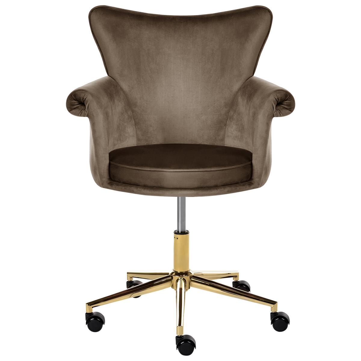 SCHREIBTISCHSTUHL Samtstoff Braun Velencia - Braun, Textil (64/85/60cm) - Beliani