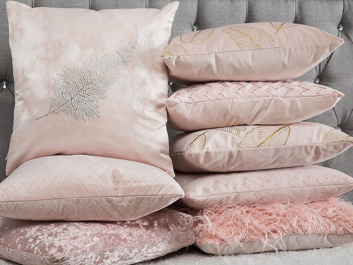 DEKOKISSEN 2er-Set Rosa 45/45 cm Freesia - Pink, Textil (45/45cm) - Beliani