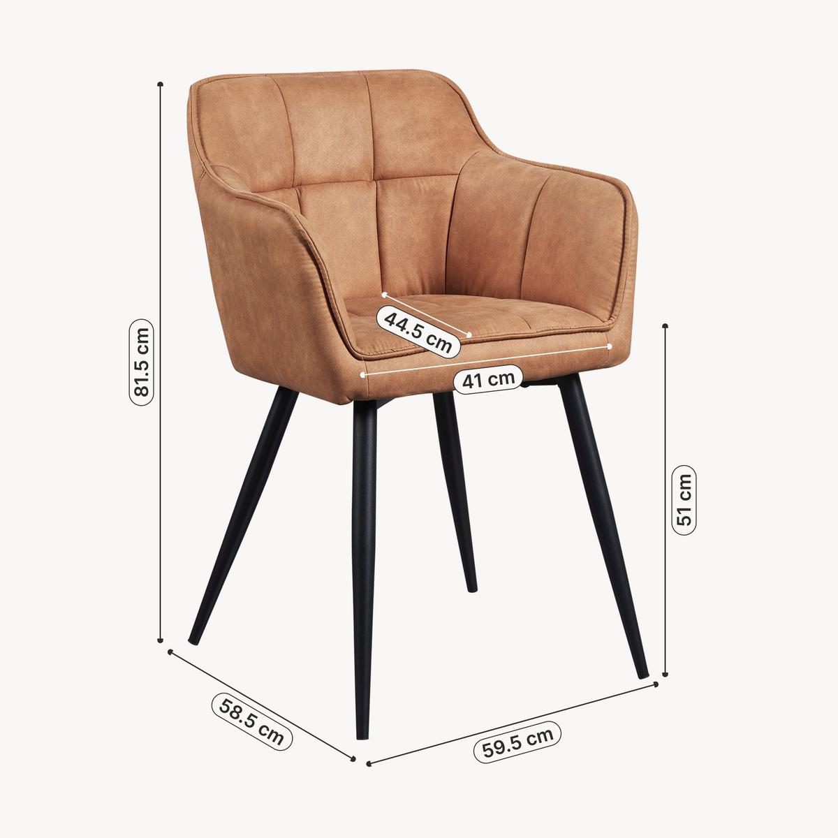 ARMLEHNSTUHL Birmingham - Schwarz/Braun, Textil/Metall (60/82/59cm) - [en.casa]