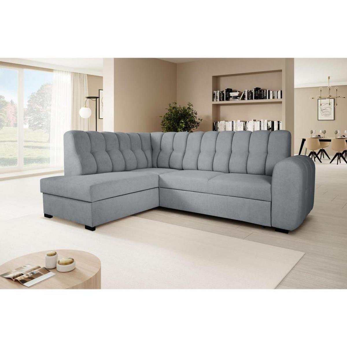 ECKSCHLAFSOFA Zoja links hellgrau - Hellgrau/Schwarz, Textil (261/193cm) - Beautysofa