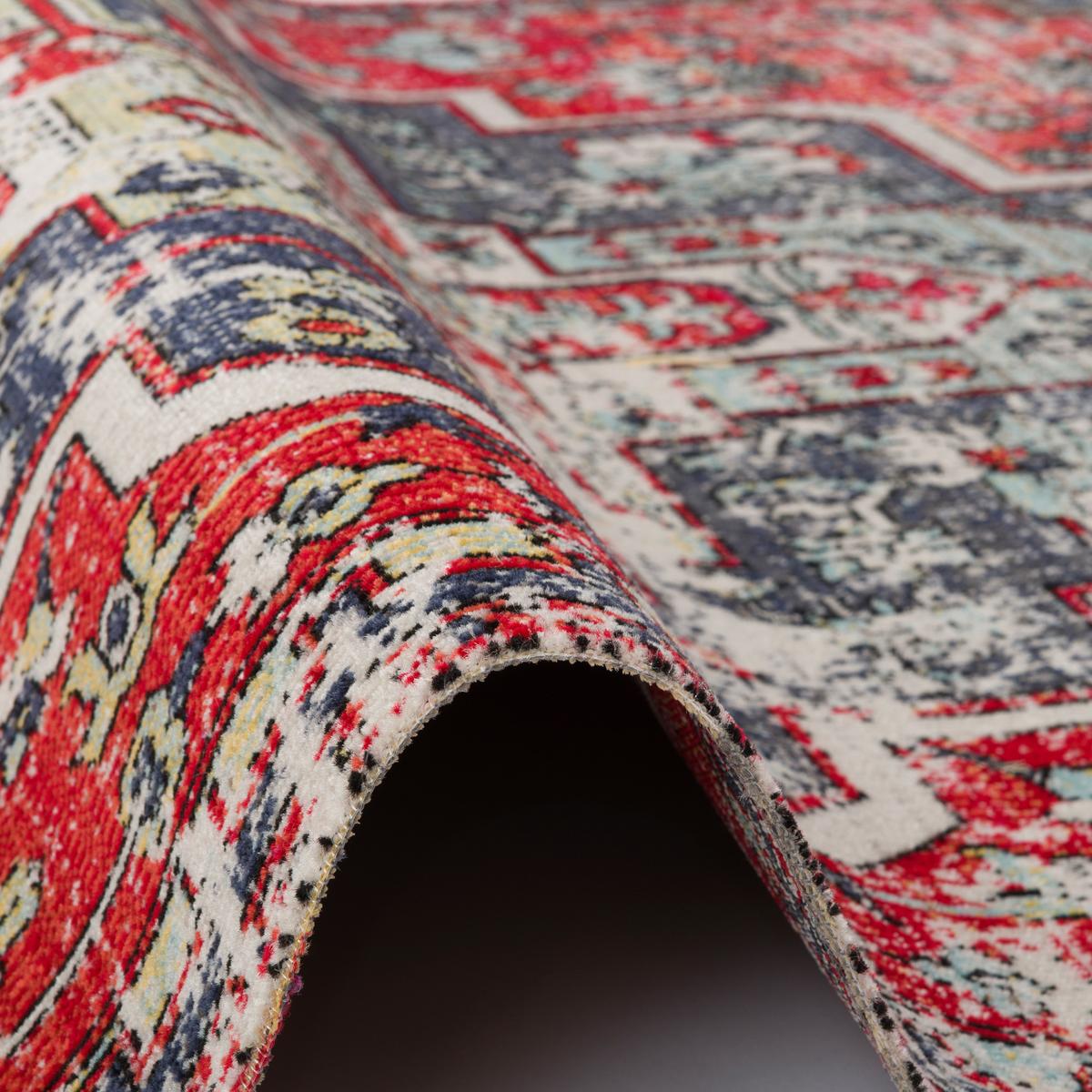 KURZFLOR DESIGNER TEPPICH MODERN VINTAGE ORIENT MUSTER - Blau, Textil (120/170cm) - Pergamon