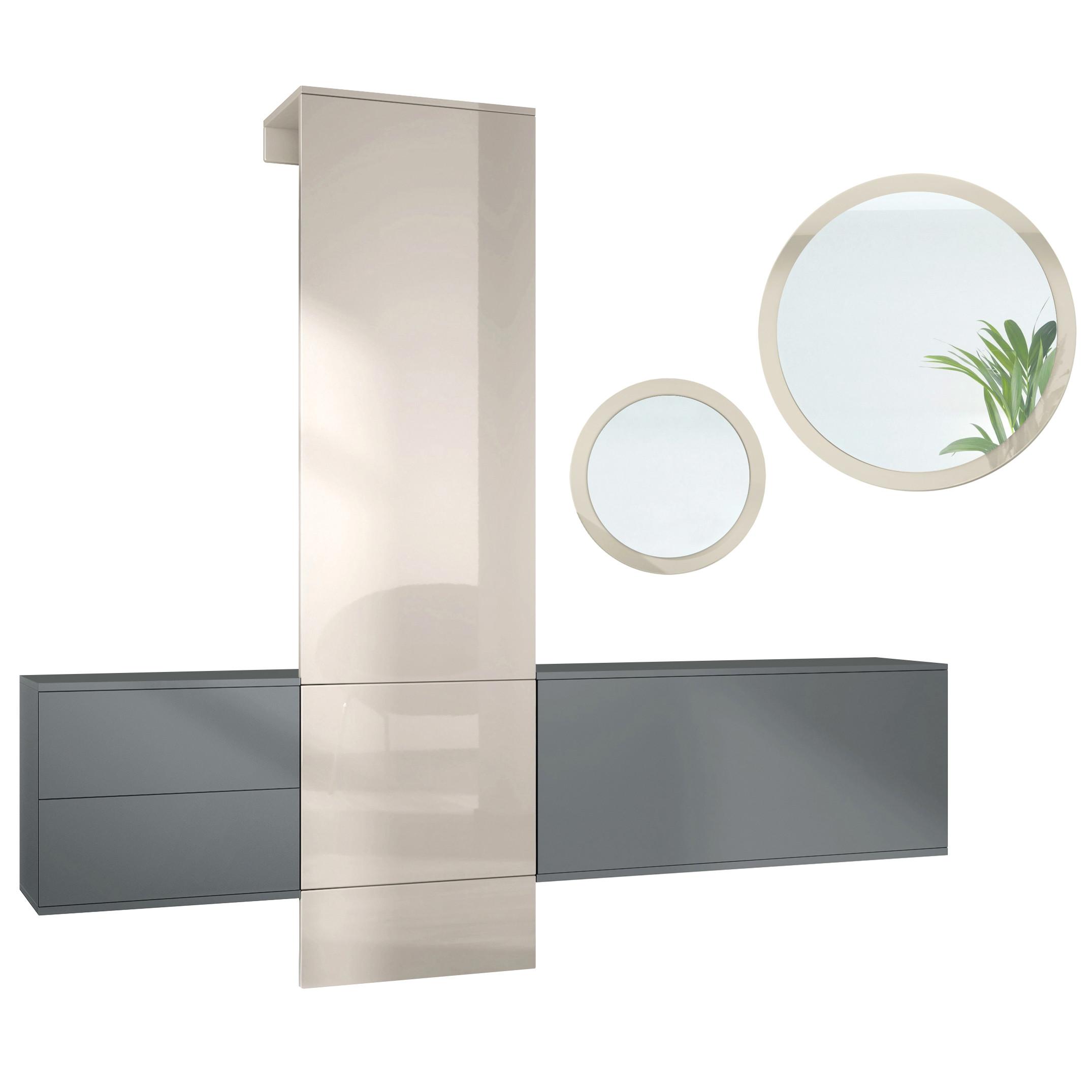 GARDEROBE Carlton Dual Sandgrau Hochglanz - Sandfarben, Holzwerkstoff (208/193/35cm) - Vladon