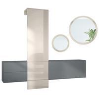 GARDEROBE Carlton Dual Sandgrau Hochglanz - Sandfarben, Holzwerkstoff (208/193/35cm) - Vladon