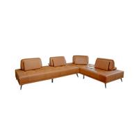 MODULSOFA WIOLO Braun Leder - Silberfarben/Braun, Leder/Metall (350/83/240cm) - KAWOLA