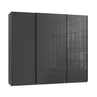 SCHWEBETÜRENSCHRANK 3-türig B250/H216/T65 cm in Anthrazit mit Glasfront, Kleiderschrank inkl. Vollausstattung / 22032 - Eichefarben/Anthrazit, Holzwerkstoff/Metall (250/216/65cm) - luma-home