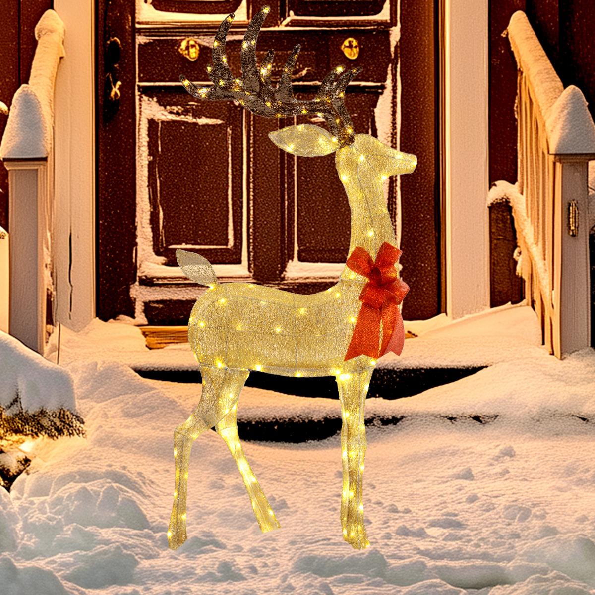 137ER LED Rentier, Weihnachtsdeko in warmweiß, Weihnachtsbeleuchtung - Goldfarben, Kunststoff (25/135/66cm) - Outsunny