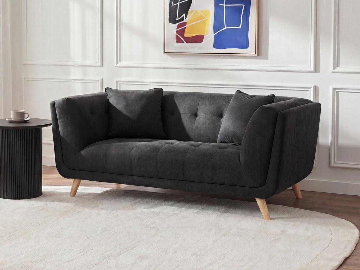 2-SITZER-SOFA Stoff Schwarz Habo - Hellbraun, Textil (176/78/72cm) - Beliani