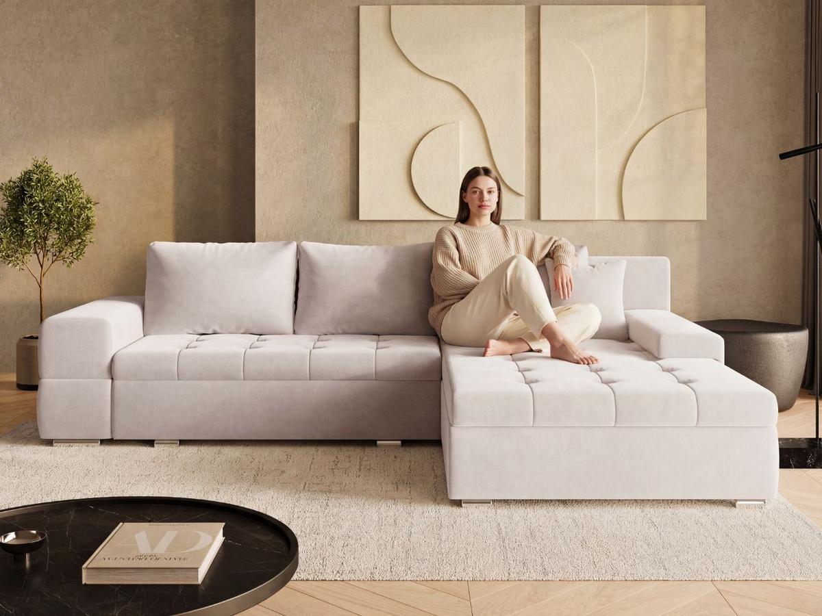 ECKSOFA Sonia Beige - Beige/Silberfarben, Holz/Textil (310/210cm) - Graingold