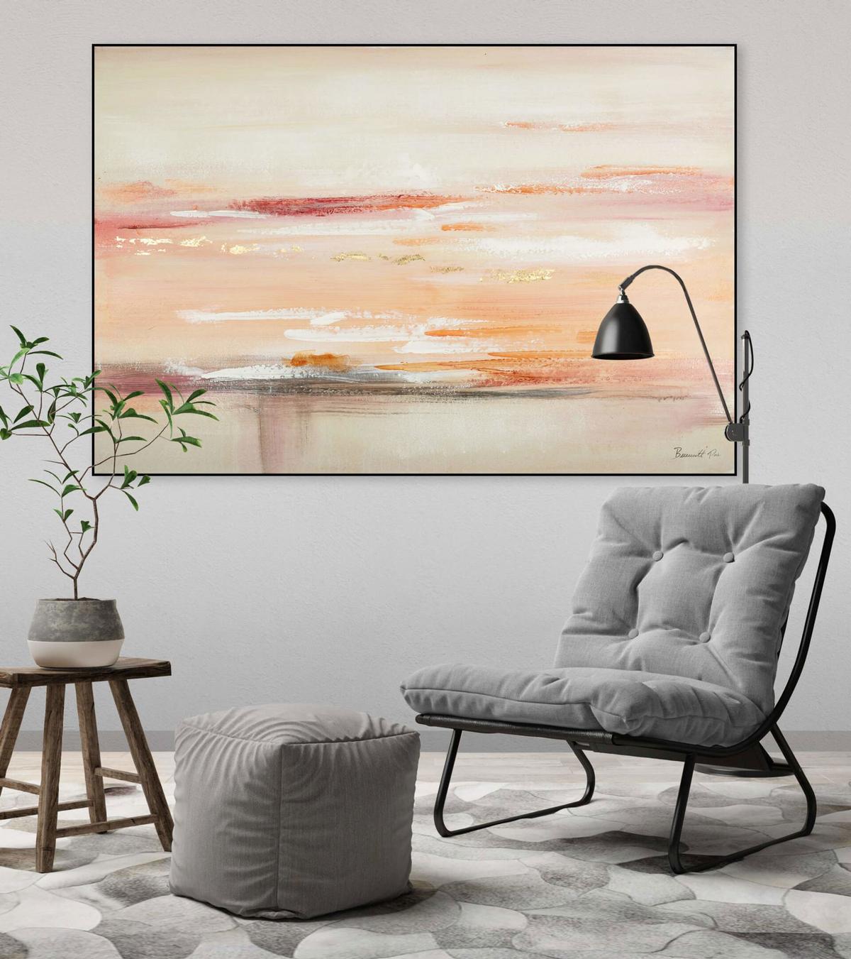 ÖLGEMÄLDE 120/80 cm - Beige/Orange, Holz/Textil (120/80cm) - KUNSTLOFT