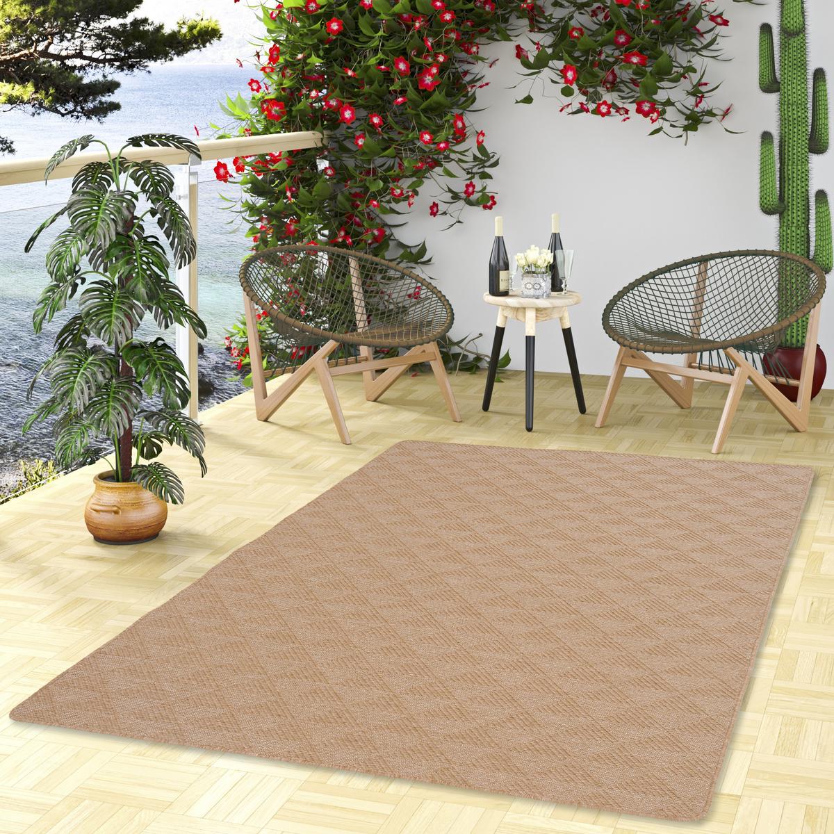 IN- UND OUTDOOR TEPPICH BEIDSEITIG NEWPORT MODERN - Nussbaumfarben, Textil (100/100cm) - Snapstyle