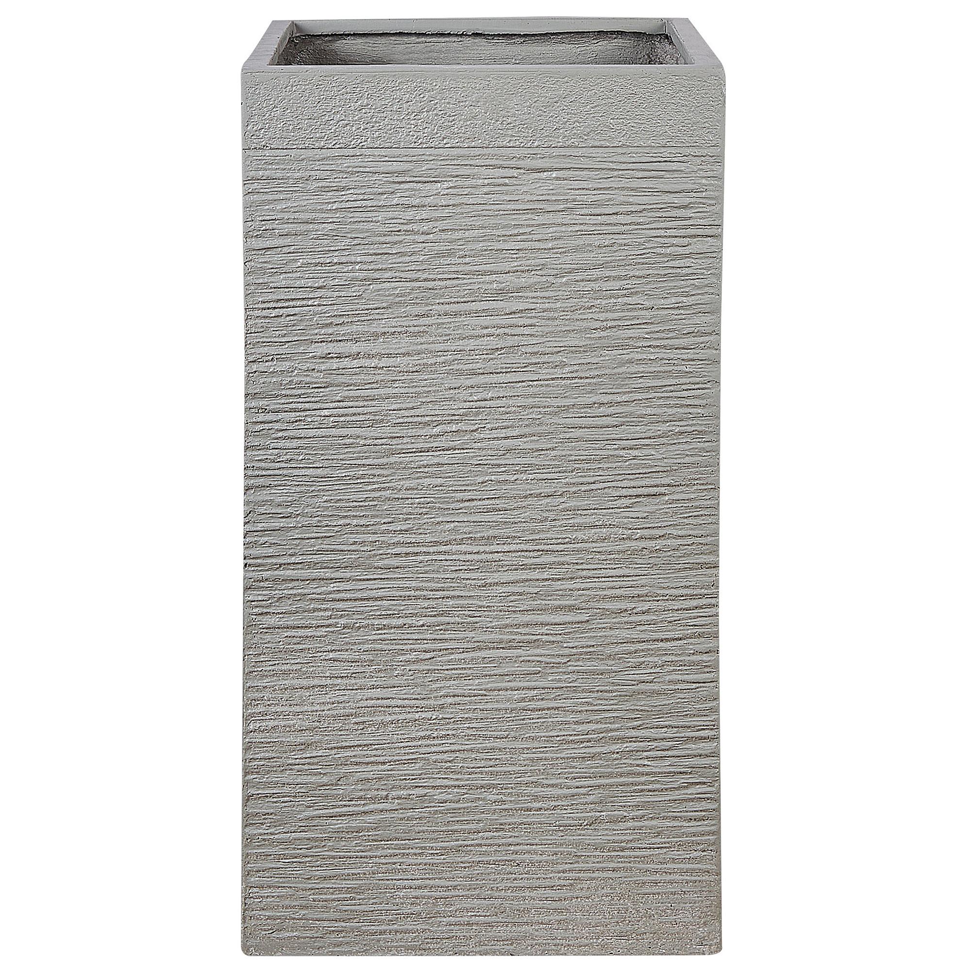 BLUMENTOPF taupe quadratisch 40/40/77 cm Dion - Beige, Naturmaterialien (77cm) - Beliani