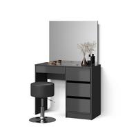 SCHMINKTISCH-SET Imola Anthrazit 90 cm mit Hocker - Anthrazit, Holzwerkstoff (90/75/40cm) - Livinity®