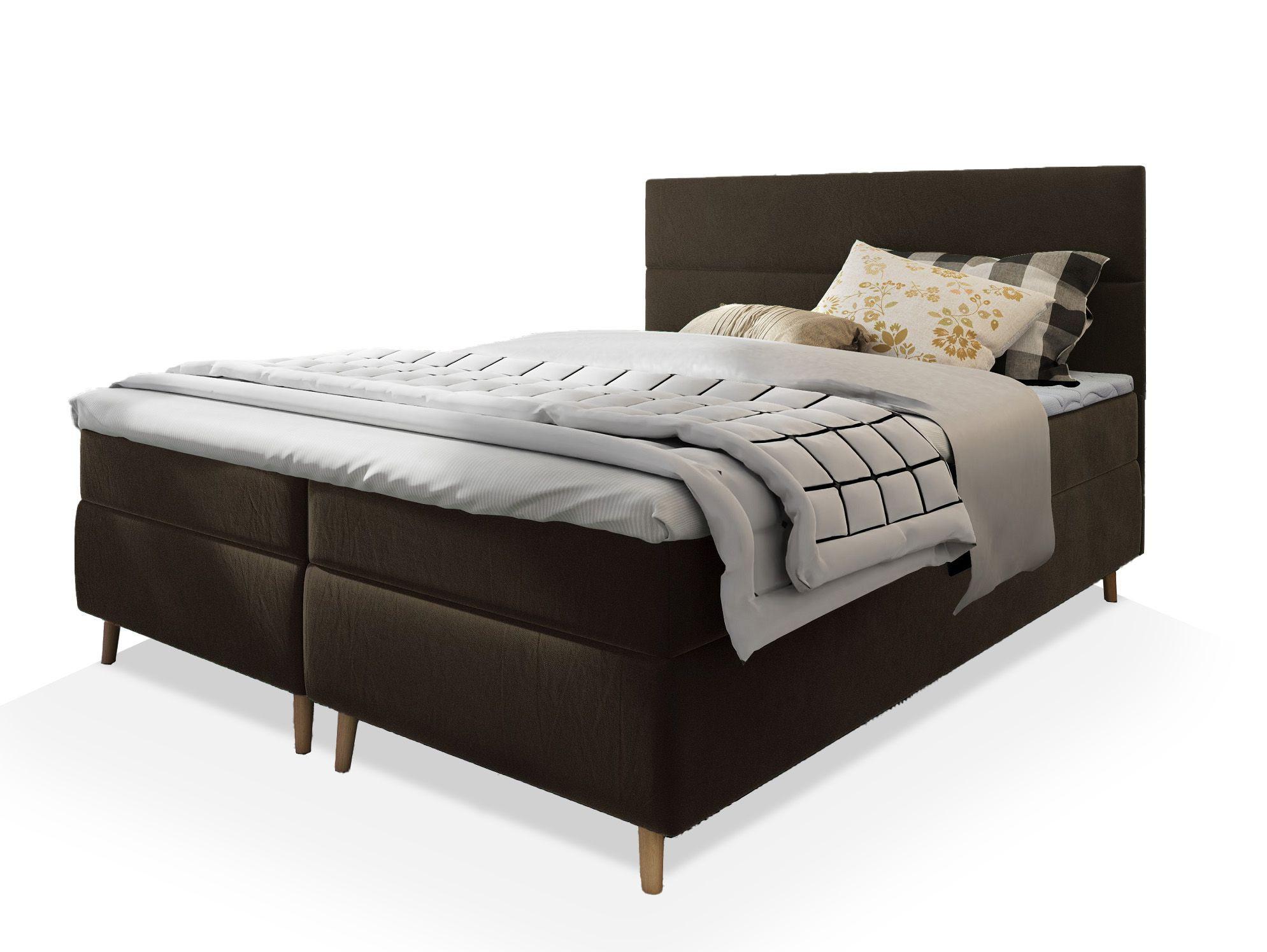 BOXBETT SANTA 160x200 cm mit Matratze und Topper - Braun - Braun, Holz (160/200cm) - MASSENO