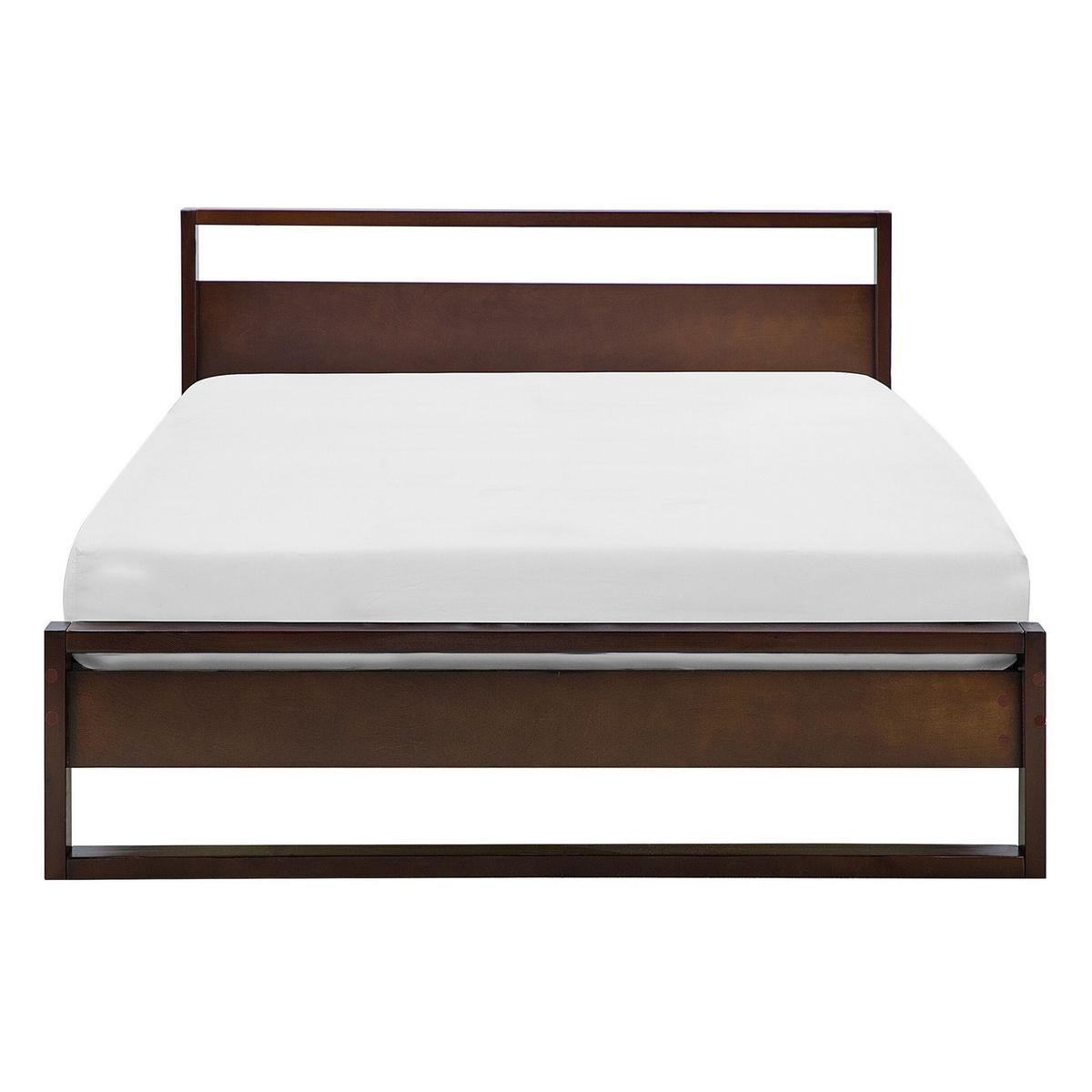 HOLZBETT 140/200cm Dunkler Holzfarbton Giulia - Dunkelbraun, Holz (140/200cm) - Beliani