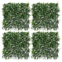 KÜNSTLICHE PFLANZENWAND 4er Set 50x50 cm Kunstpflanzen Wand Innen Aussen Pachysandra - Grün, Kunststoff (50/50/8cm) - ECD-Germany