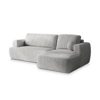 ECKSOFA SENTI P R-S Hellgrau Kordstoff mit Schlaffunktion - Hellgrau/Schwarz, Holz/Kunststoff (246/148cm) - MASSENO