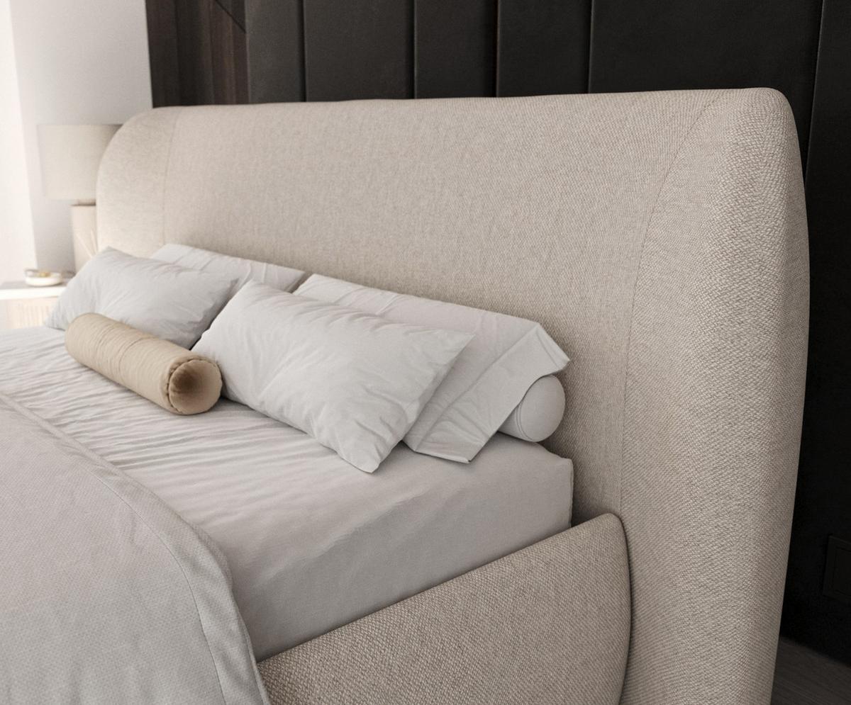 POLSTERBETT Bellano mit Stauraum 180/200 cm Hellbeige im Megan Stoff - Sandfarben/Schwarz, Holz/Holzwerkstoff (180/200cm) - AltaBeds