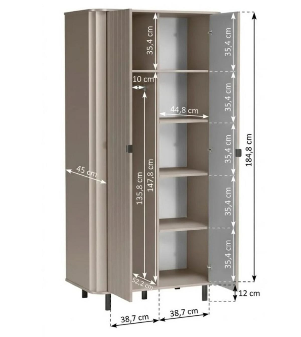 DREHTÜRENSCHRANK MODERNO 98/200/54,5 cm 2-türig Beige - Beige, Holzwerkstoff (98/200/54.5cm) - MASSENO