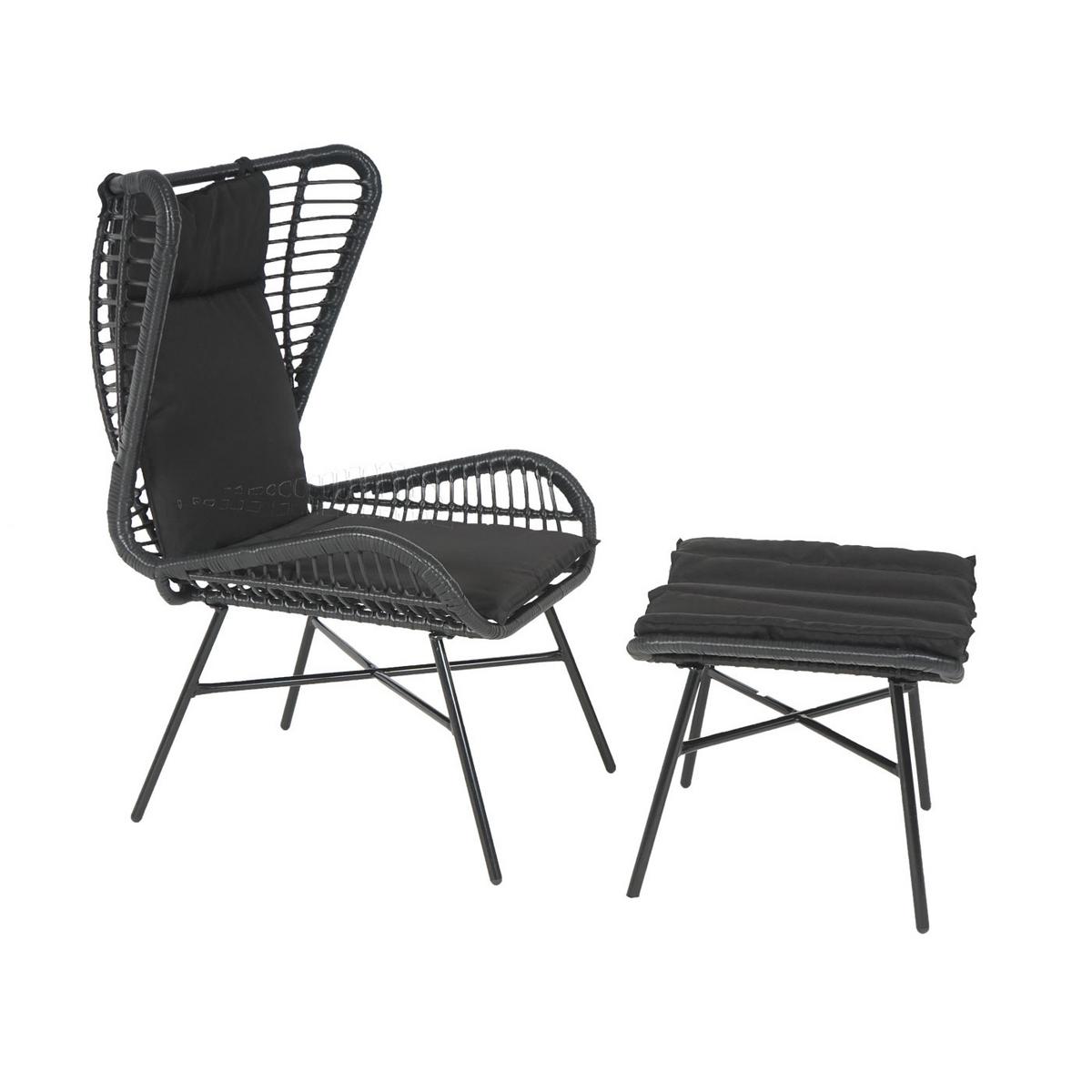 POLY-RATTAN SET G17B Anthrazit - Anthrazit, Kunststoff (68/103/70cm) - MCW