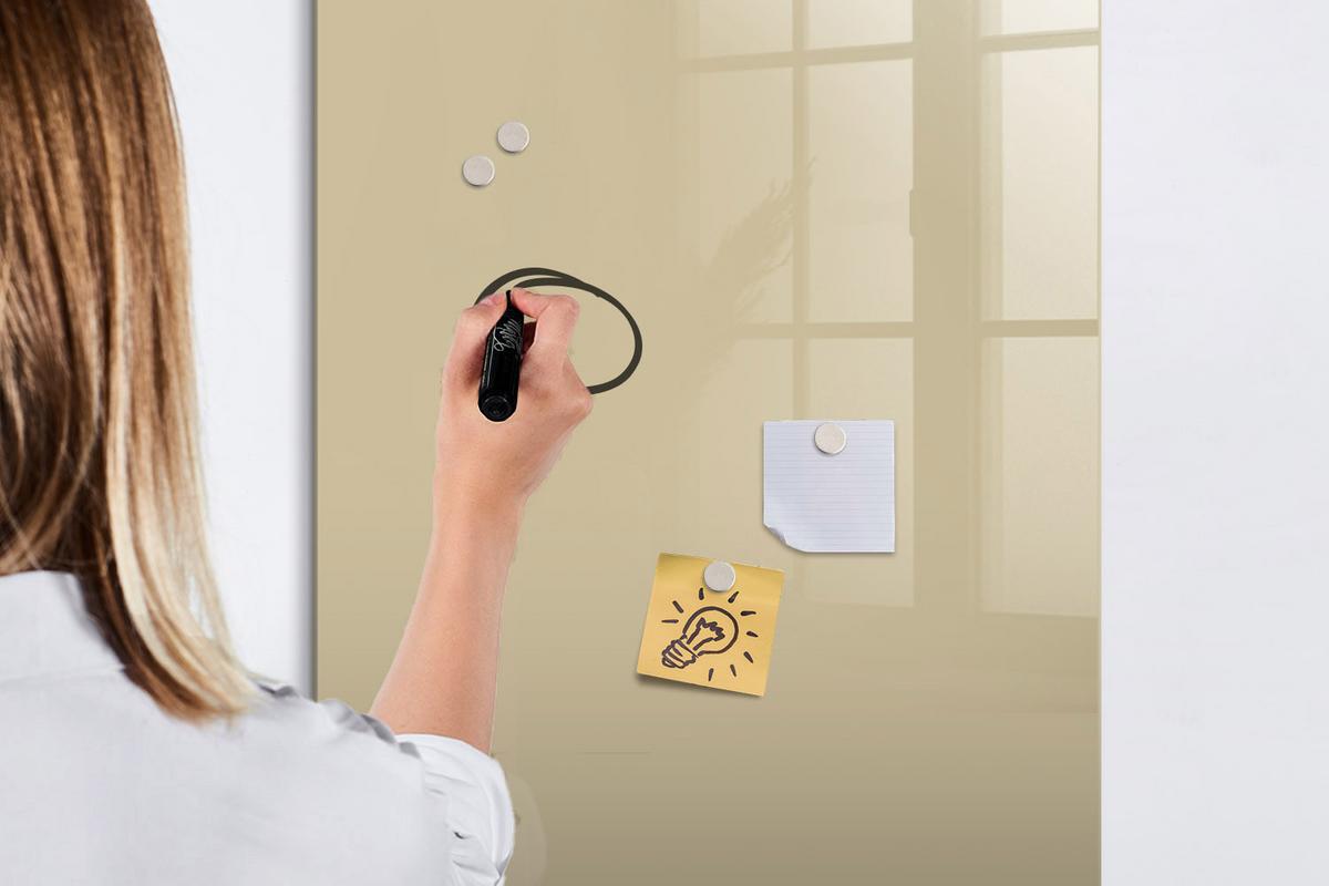 MAGNETTAFEL 60x90 Beige schwarzer Marker - Sandfarben, Glas (60/0.4/90cm) - TULUP