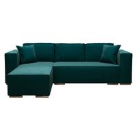 ECKSOFA L Form Vinoria Türkis 255/180/82 cm Links mit Schlaffunktion - Türkis/Chromfarben, Textil/Metall (180/255cm) - AX Living