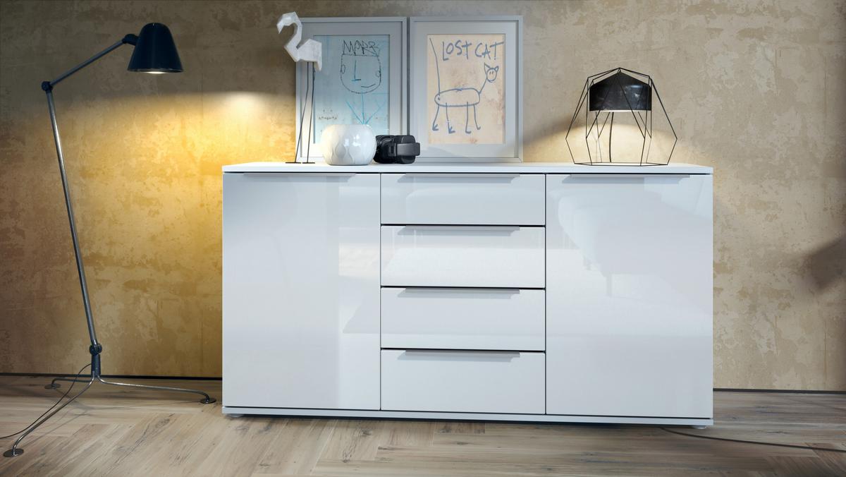 SIDEBOARD Porto Weiß Hochglanz - Weiß Hochglanz, Holzwerkstoff (139/72.5/35cm) - Vladon