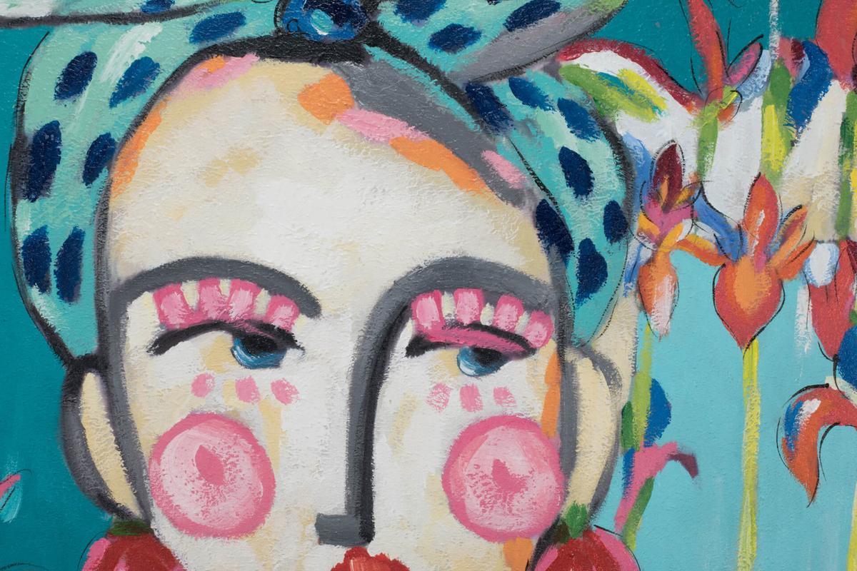 ACRYLBILD HANDGEMALT 60/90 cm - Blau/Pink, Holz/Textil (60/90cm) - KUNSTLOFT