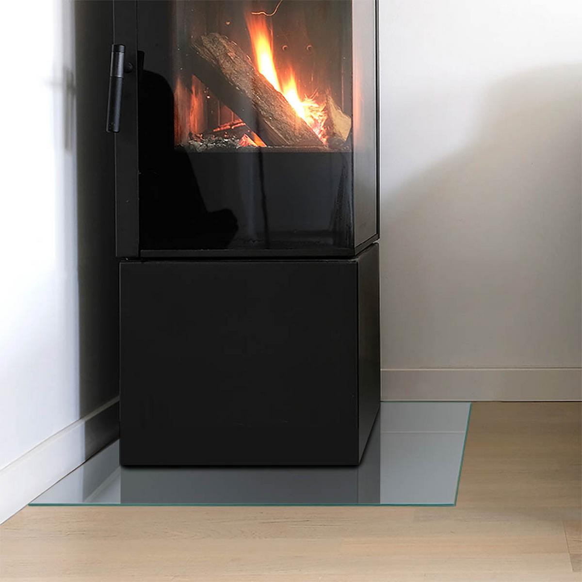 GLASPLATTE für Kamin 50x50 cm - Grau, Glas (50/50/0.4cm) - TULUP