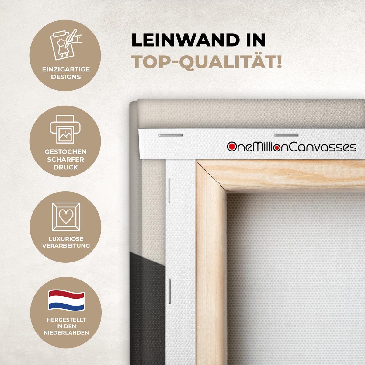 LEINWANDBILD Abstrakt - Landschaft - Wellen - Cremefarben Deko Groß 90x90 cm - Cappuccino, Textil (90/90cm) - MuchoWow