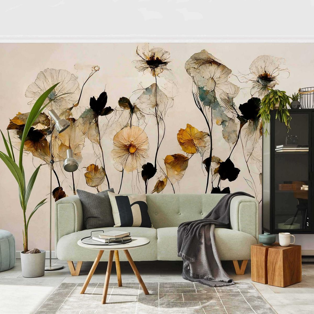 FOTOTAPETE Warme Blüten 288/190 cm - Eichefarben, Papier (288/190cm) - Bilderwelten
